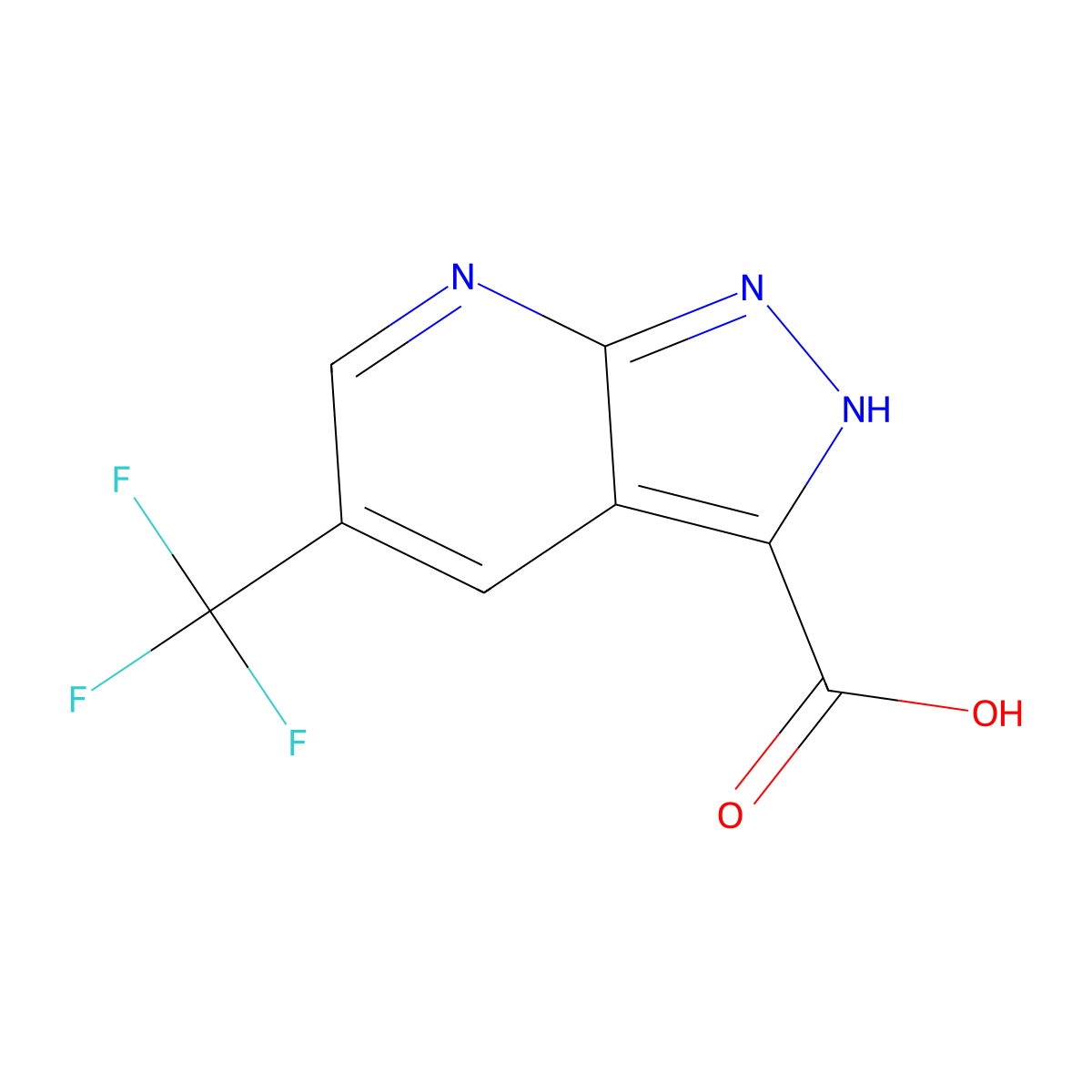 5-trifluoromethyl-1H-pyrazolo[3,4-b]pyridine-3-carboxylic acid molecular structure, CAS 1256820-22-0