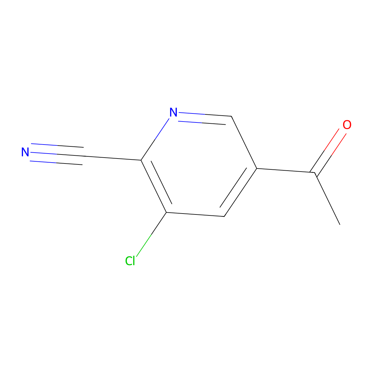 5-Acetyl-3-chloro-2-pyridinecarbonitrile molecular structure, CAS 1256820-56-0