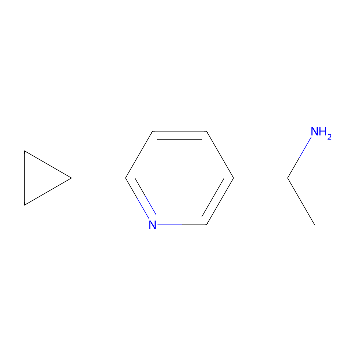 1-(6-Cyclopropylpyridin-3-yl)ethanamine molecular structure, CAS 1256821-07-4
