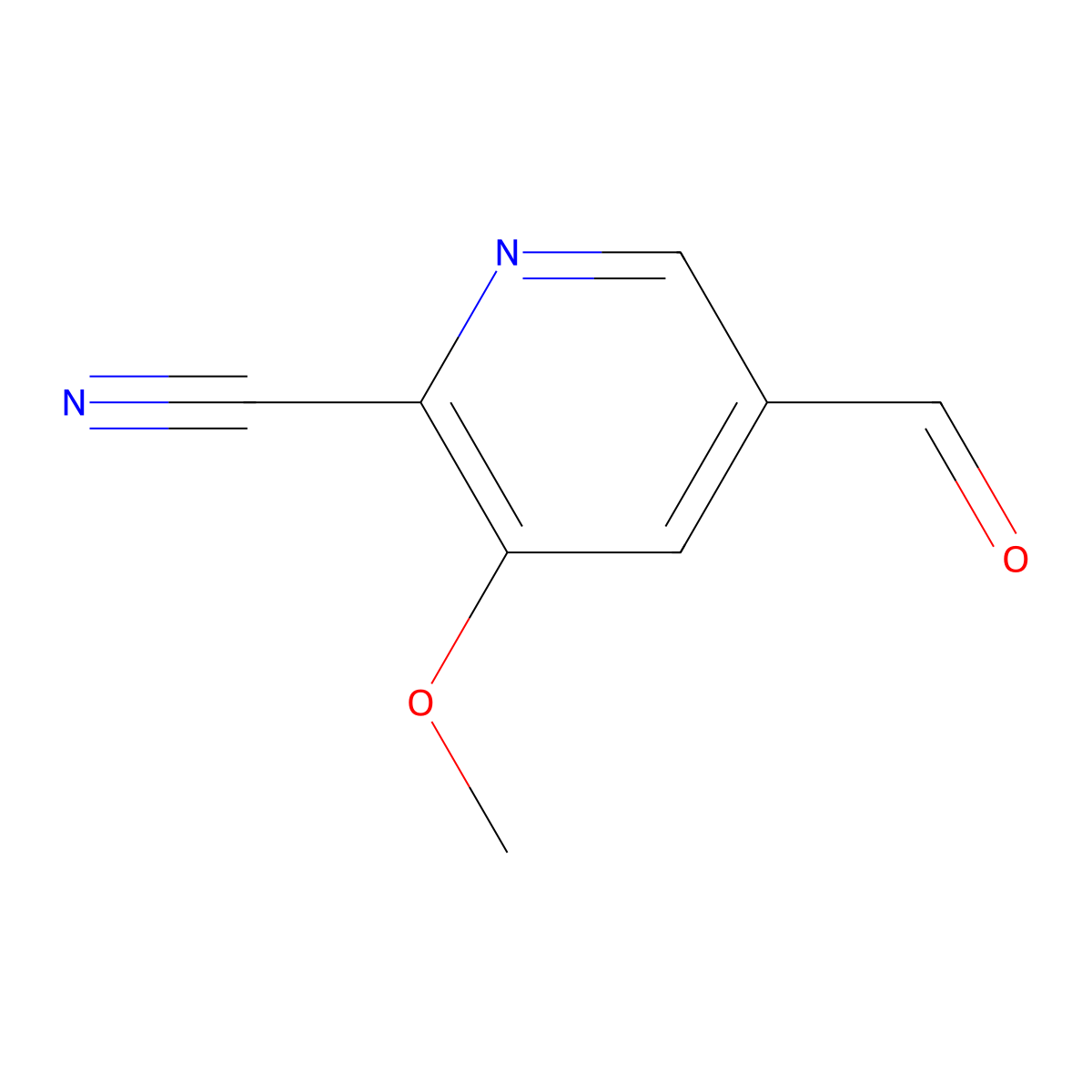 2-Pyridinecarbonitrile, 5-formyl-3-methoxy- molecular structure, CAS 1256821-59-6
