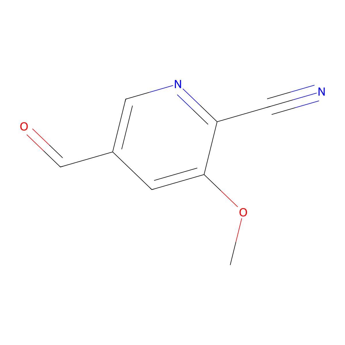 2-Pyridinecarbonitrile, 5-formyl-3-methoxy- molecular structure, CAS 1256821-59-6