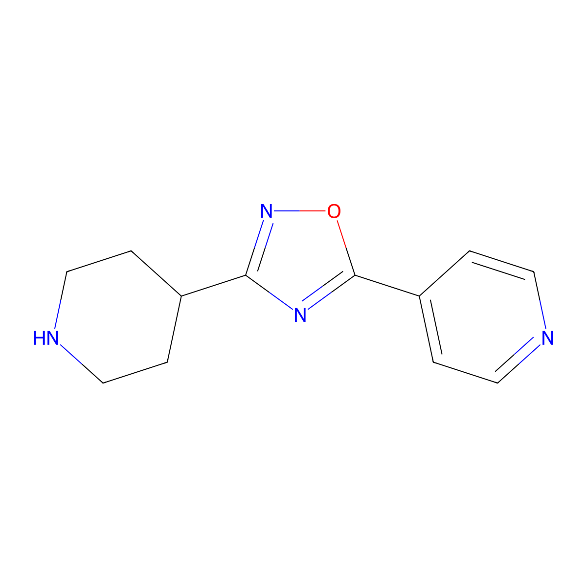 3-(Piperidin-4-yl)-5-(pyridin-4-yl)-1,2,4-oxadiazole molecular structure, CAS 1256821-69-8