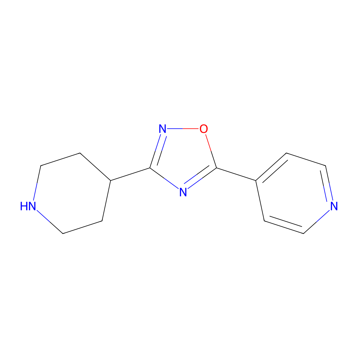 3-(Piperidin-4-yl)-5-(pyridin-4-yl)-1,2,4-oxadiazole molecular structure, CAS 1256821-69-8