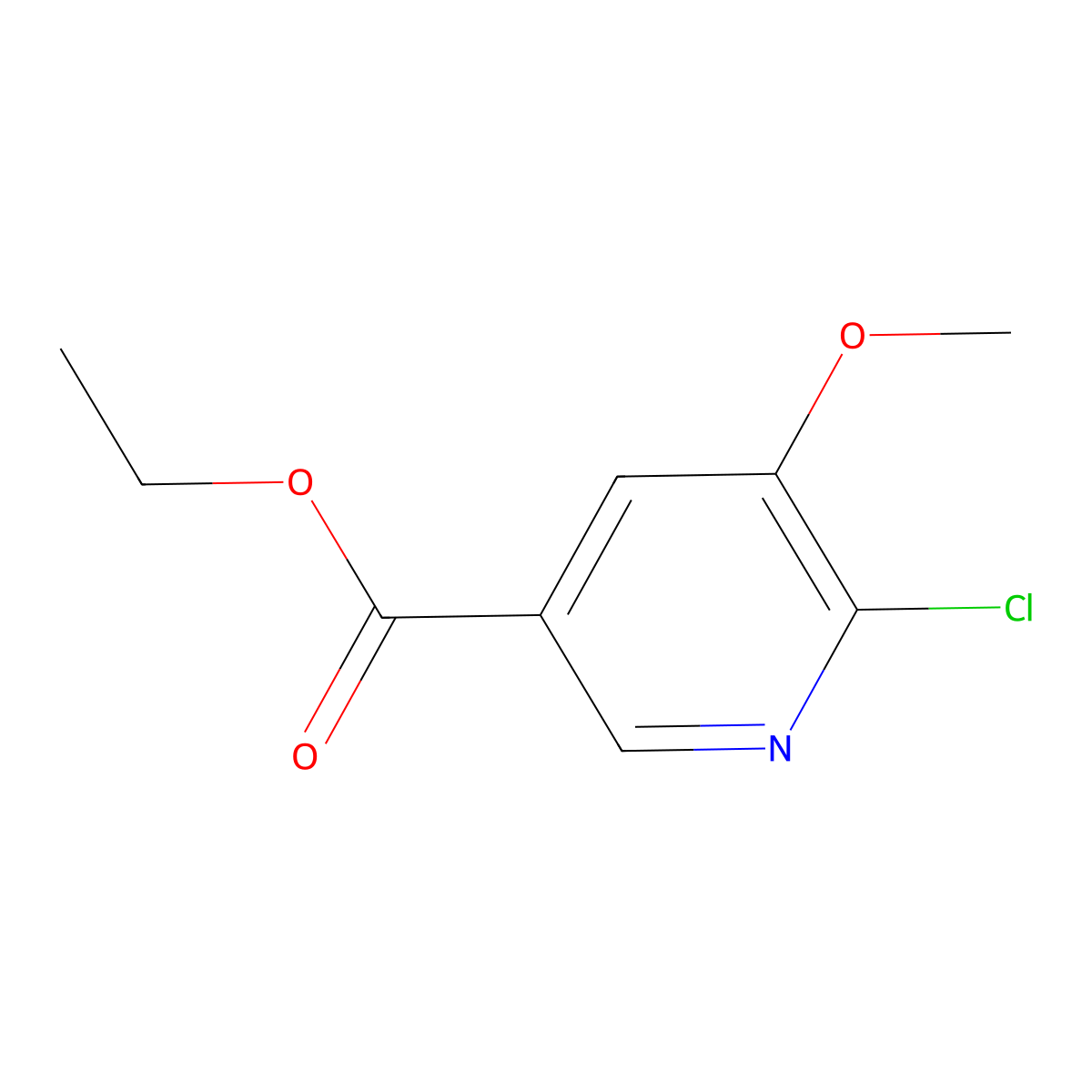 Ethyl 6-chloro-5-methoxynicotinate molecular structure, CAS 1256821-71-2