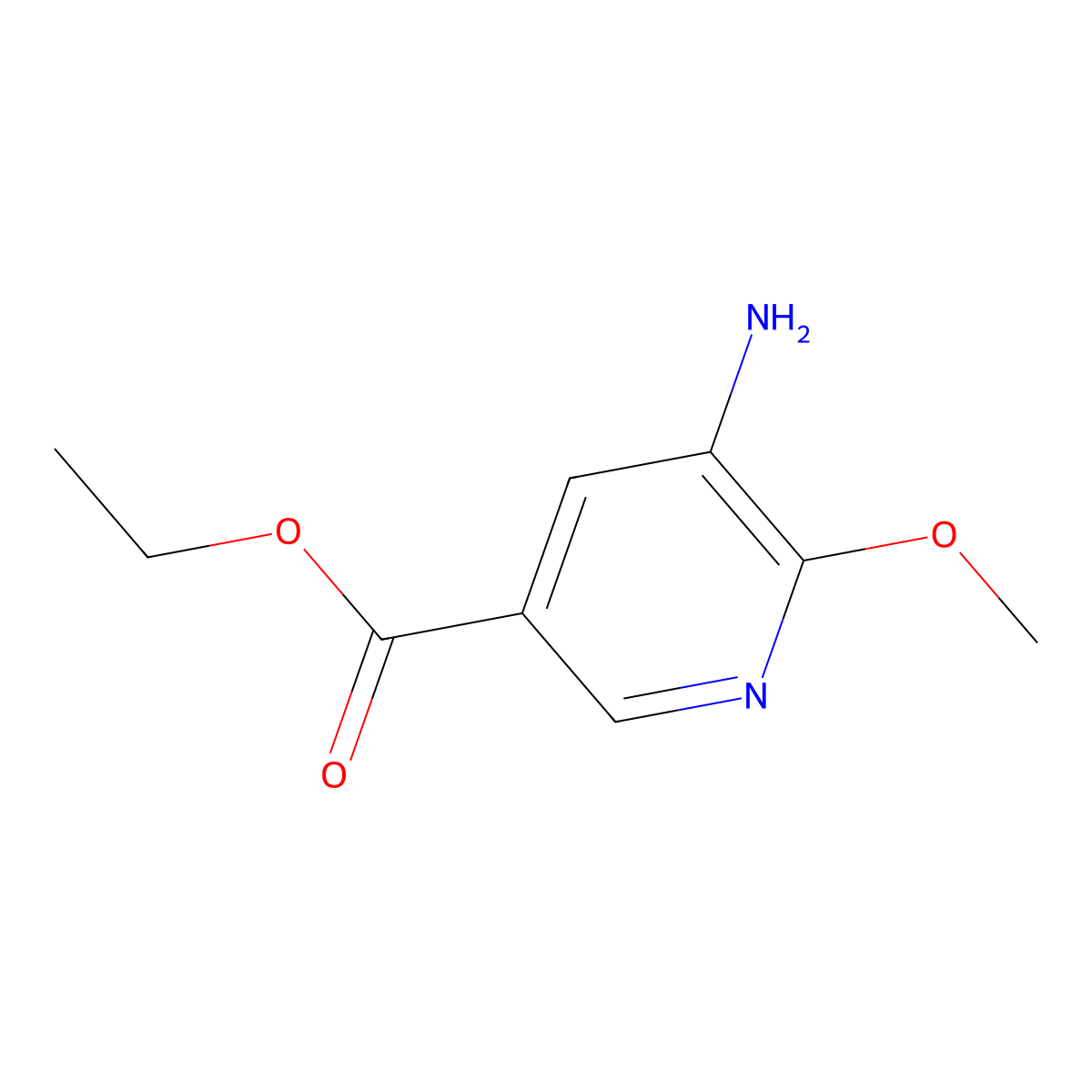 Ethyl 5-amino-6-methoxypyridine-3-carboxylate molecular structure, CAS 1256821-74-5