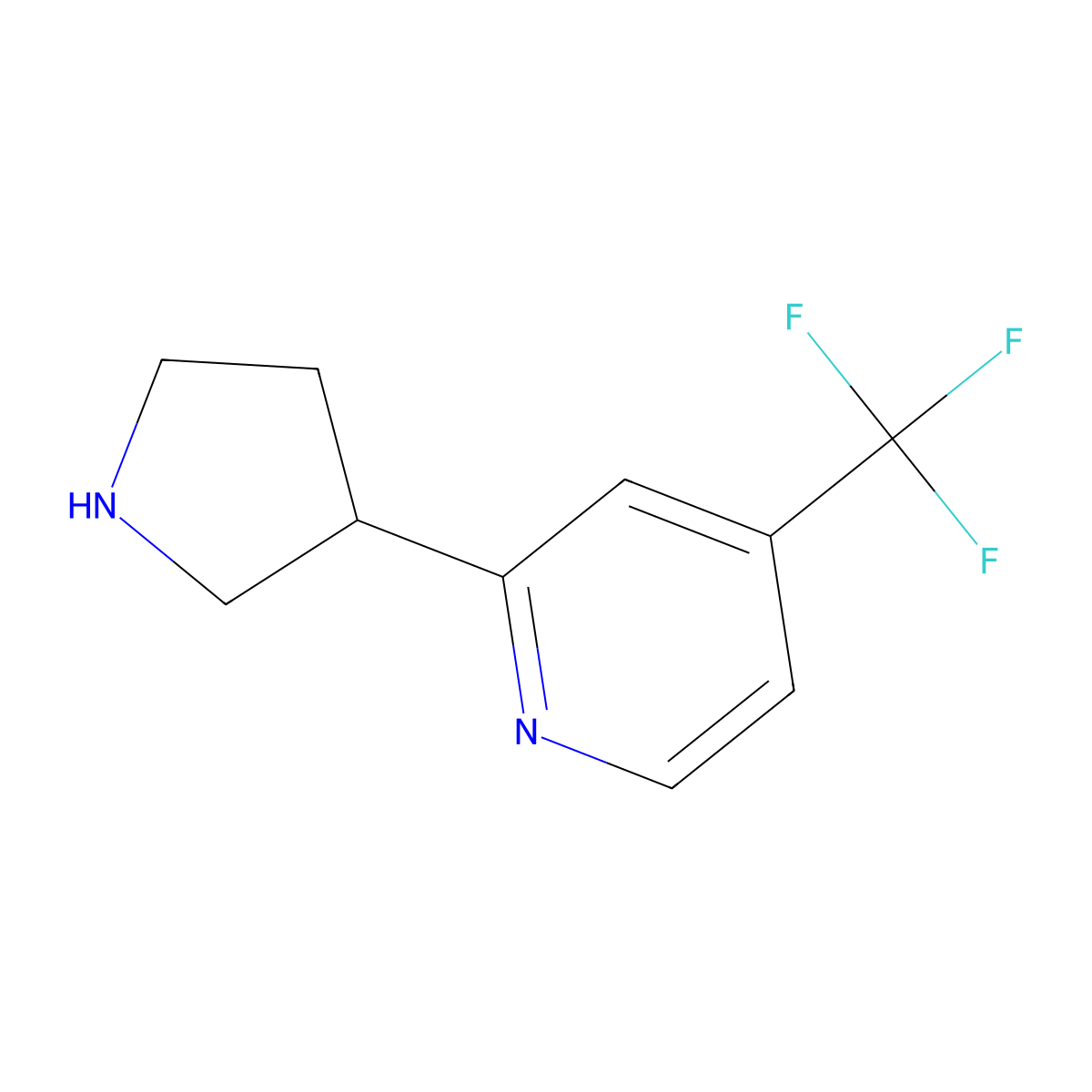 2-(Pyrrolidin-3-yl)-4-(trifluoromethyl)pyridine molecular structure, CAS 1256822-00-0