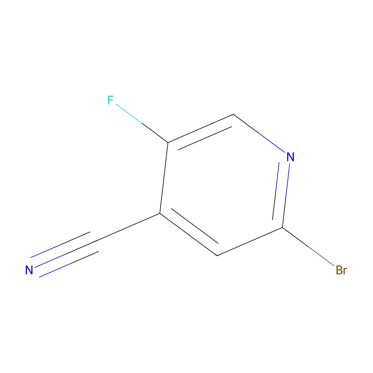 2-Bromo-5-fluoro-4-pyridinecarbonitrile molecular structure, CAS 1256822-16-8