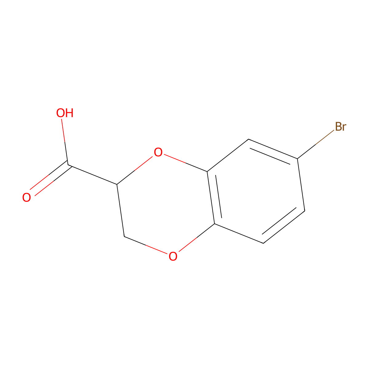 7-Bromo-2,3-dihydro-1,4-benzodioxine-2-carboxylic acid molecular structure, CAS 1256822-33-9