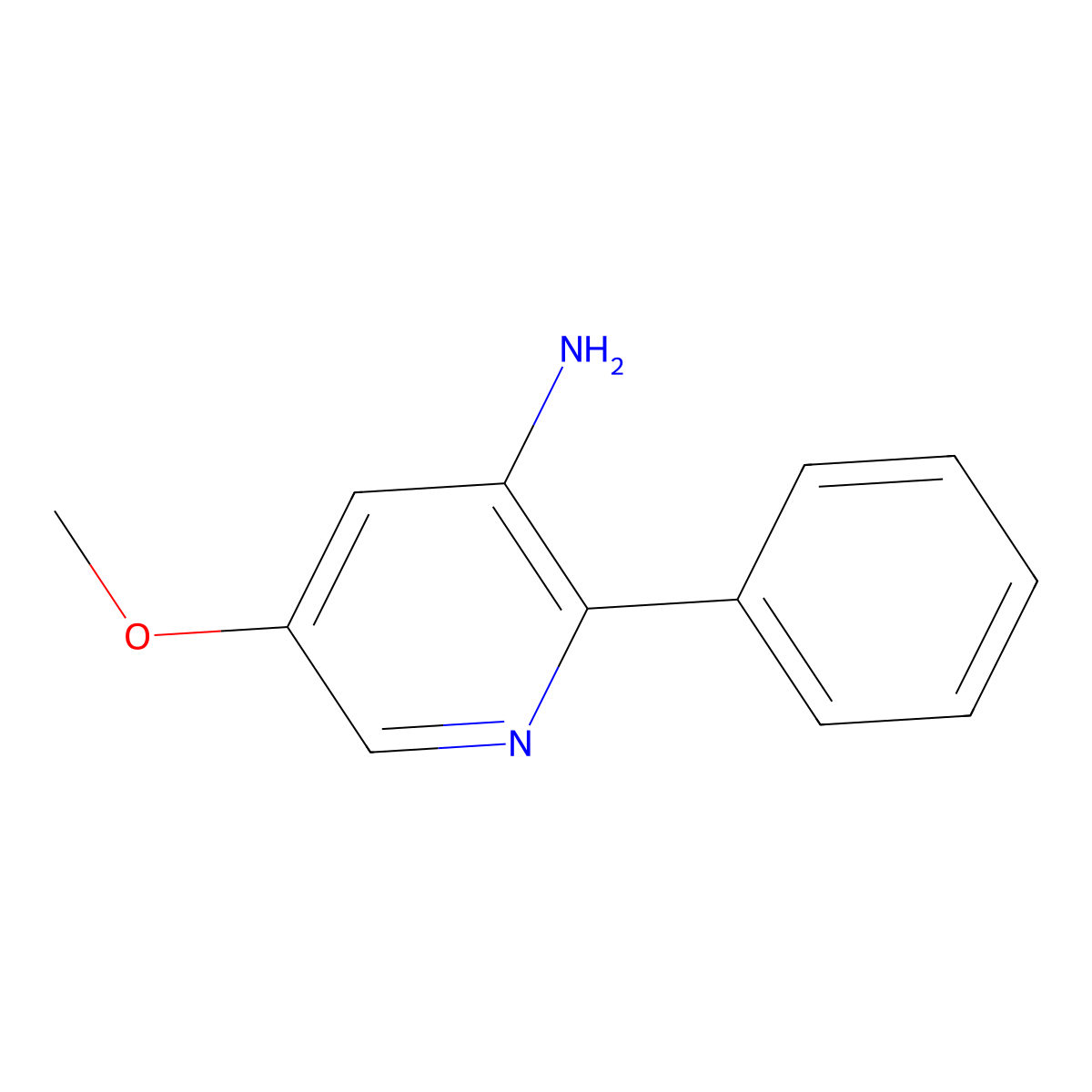 5-Methoxy-2-phenylpyridin-3-amine molecular structure, CAS 1256823-12-7