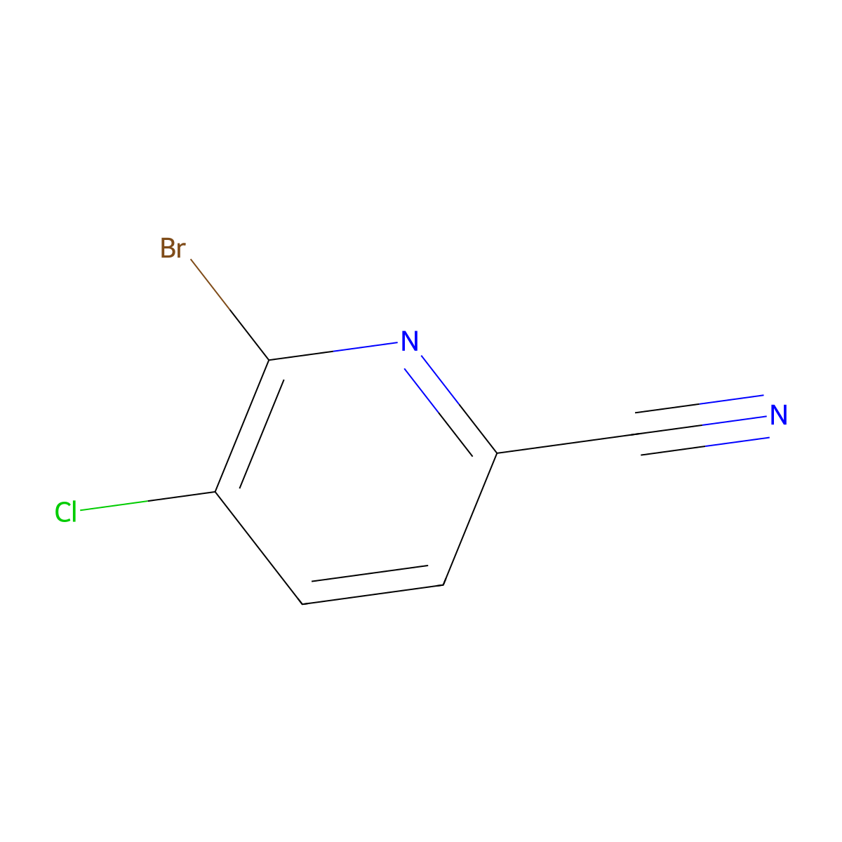 6-Bromo-5-chloropyridine-2-carbonitrile molecular structure, CAS 1256823-45-6