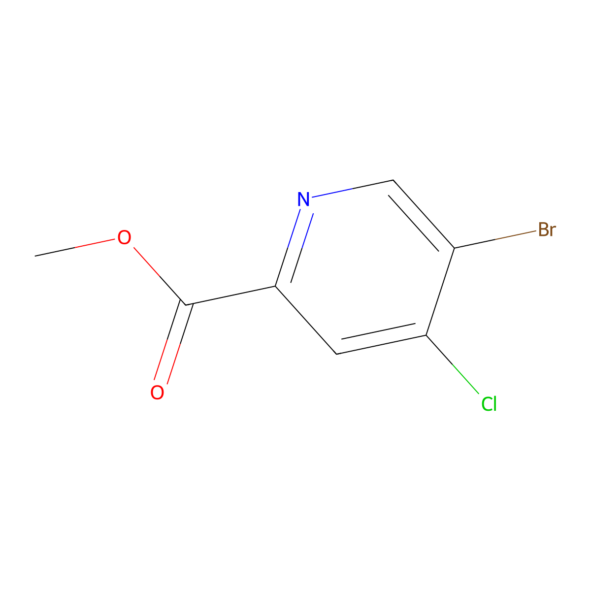 Methyl 5-bromo-4-chloropyridine-2-carboxylate molecular structure, CAS 1256823-57-0