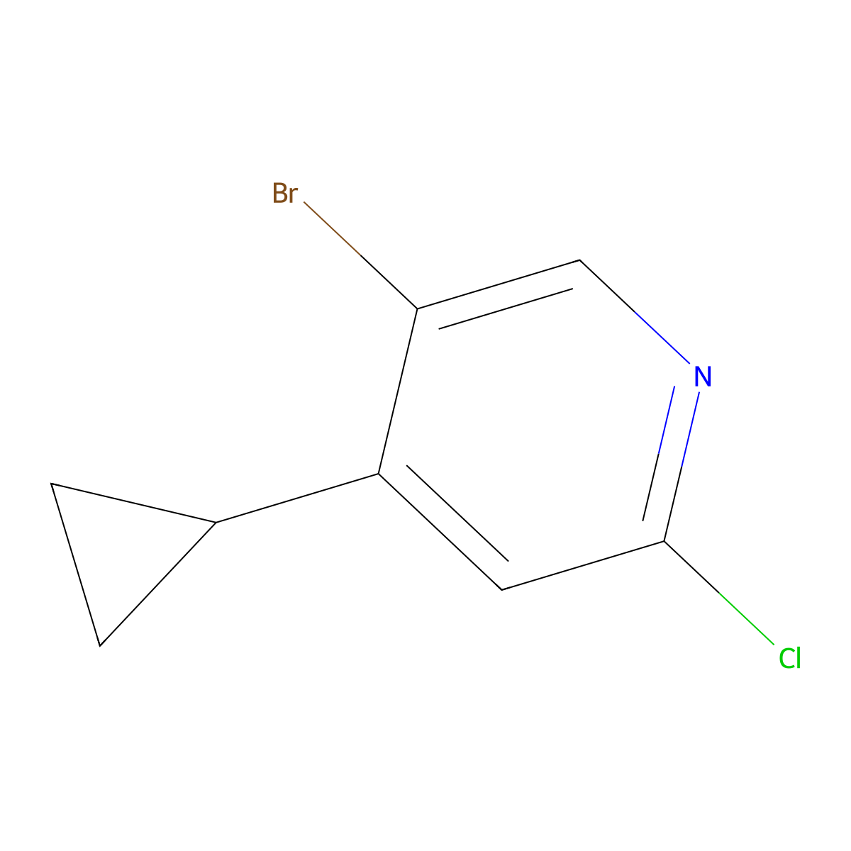 5-Bromo-2-chloro-4-cyclopropylpyridine molecular structure, CAS 1256823-59-2