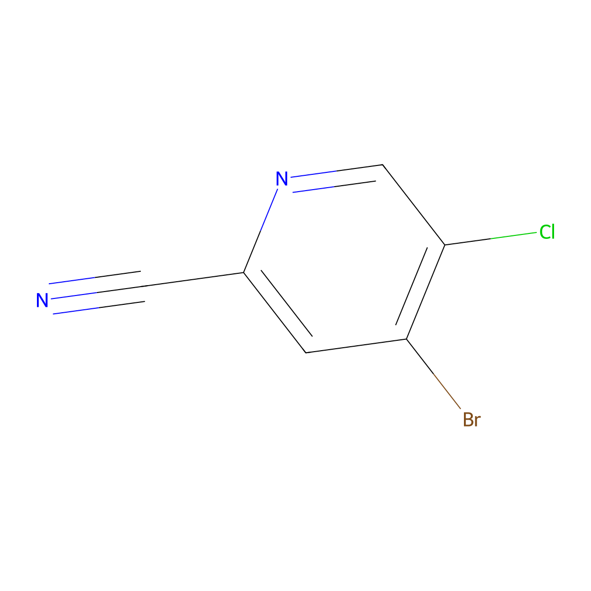 4-Bromo-5-chloropyridine-2-carbonitrile molecular structure, CAS 1256823-76-3