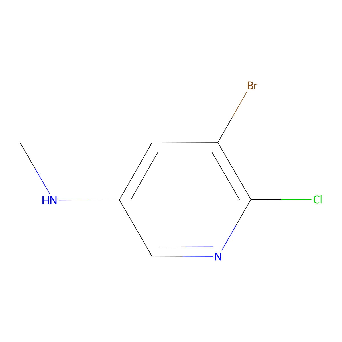 5-Bromo-6-chloro-N-methylpyridin-3-amine molecular structure, CAS 1256823-93-4