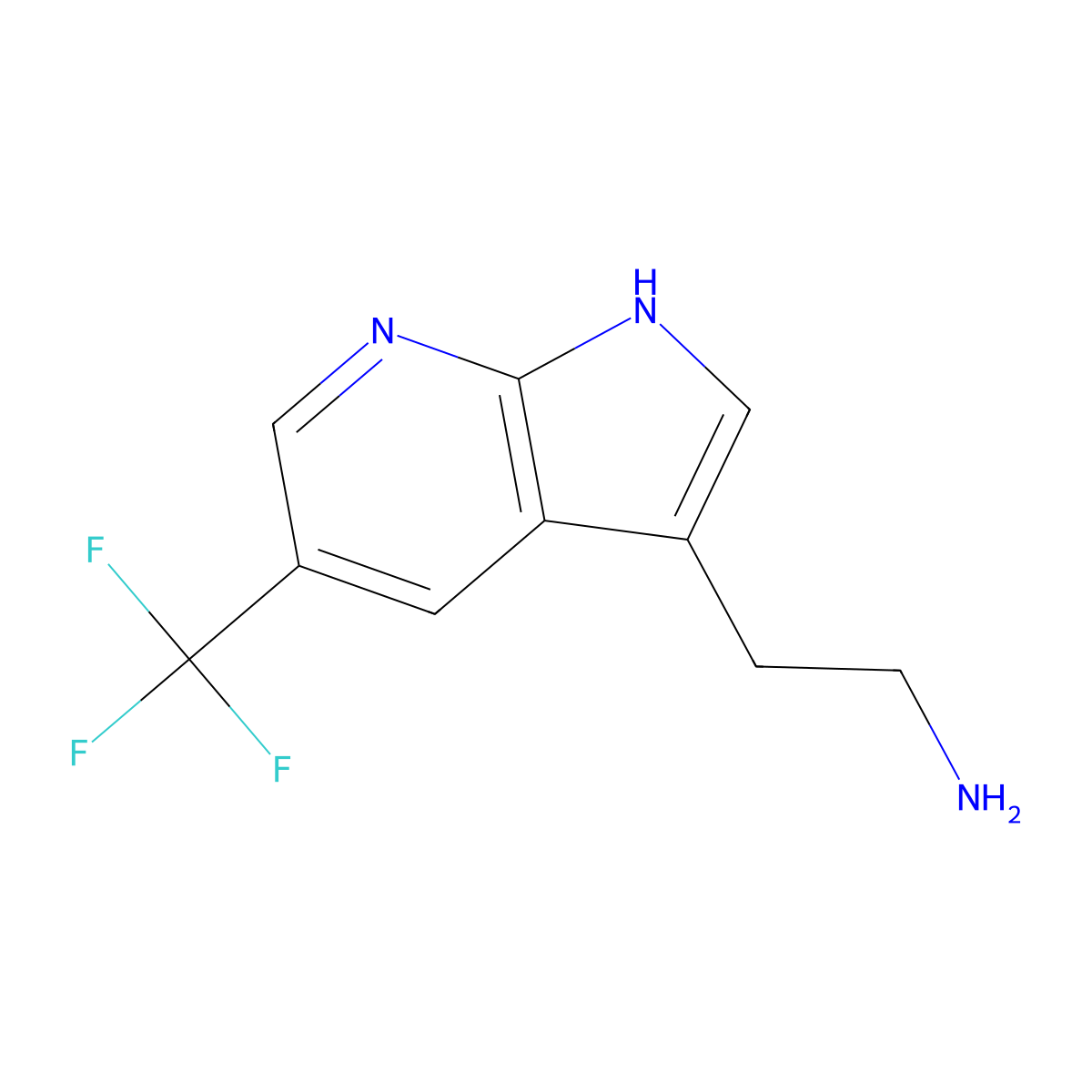 2-[5-(trifluoromethyl)-1H-pyrrolo[2,3-b]pyridin-3-yl]ethan-1-amine molecular structure, CAS 1256824-02-8