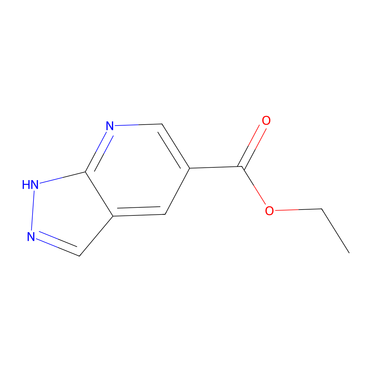 ethyl 1H-pyrazolo[3,4-b]pyridine-5-carboxylate molecular structure, CAS 1256824-48-2