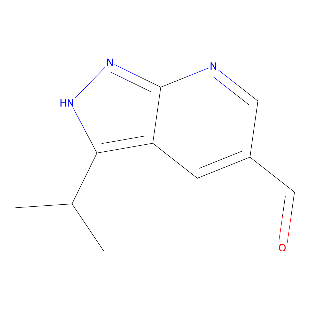 3-(Propan-2-YL)-1H-pyrazolo[3,4-B]pyridine-5-carbaldehyde molecular structure, CAS 1256824-57-3