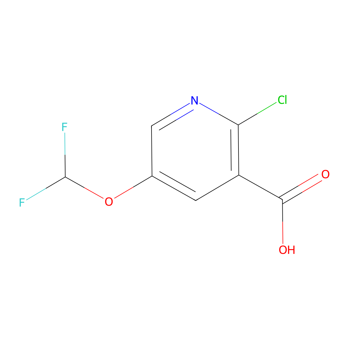 2-Chloro-5-(difluoromethoxy)nicotinic acid molecular structure, CAS 1256824-59-5