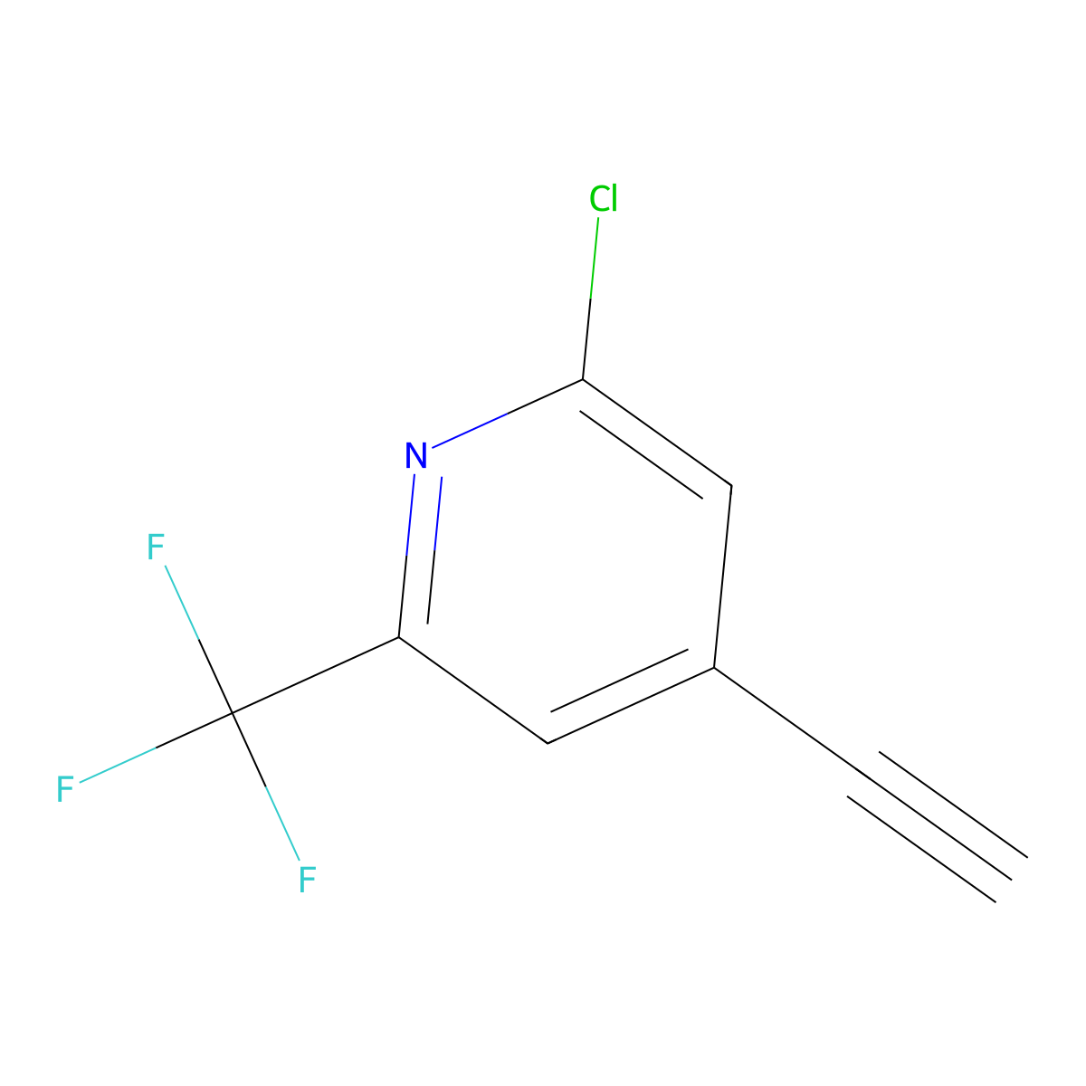 2-Chloro-4-ethynyl-6-(trifluoromethyl)pyridine molecular structure, CAS 1256824-61-9
