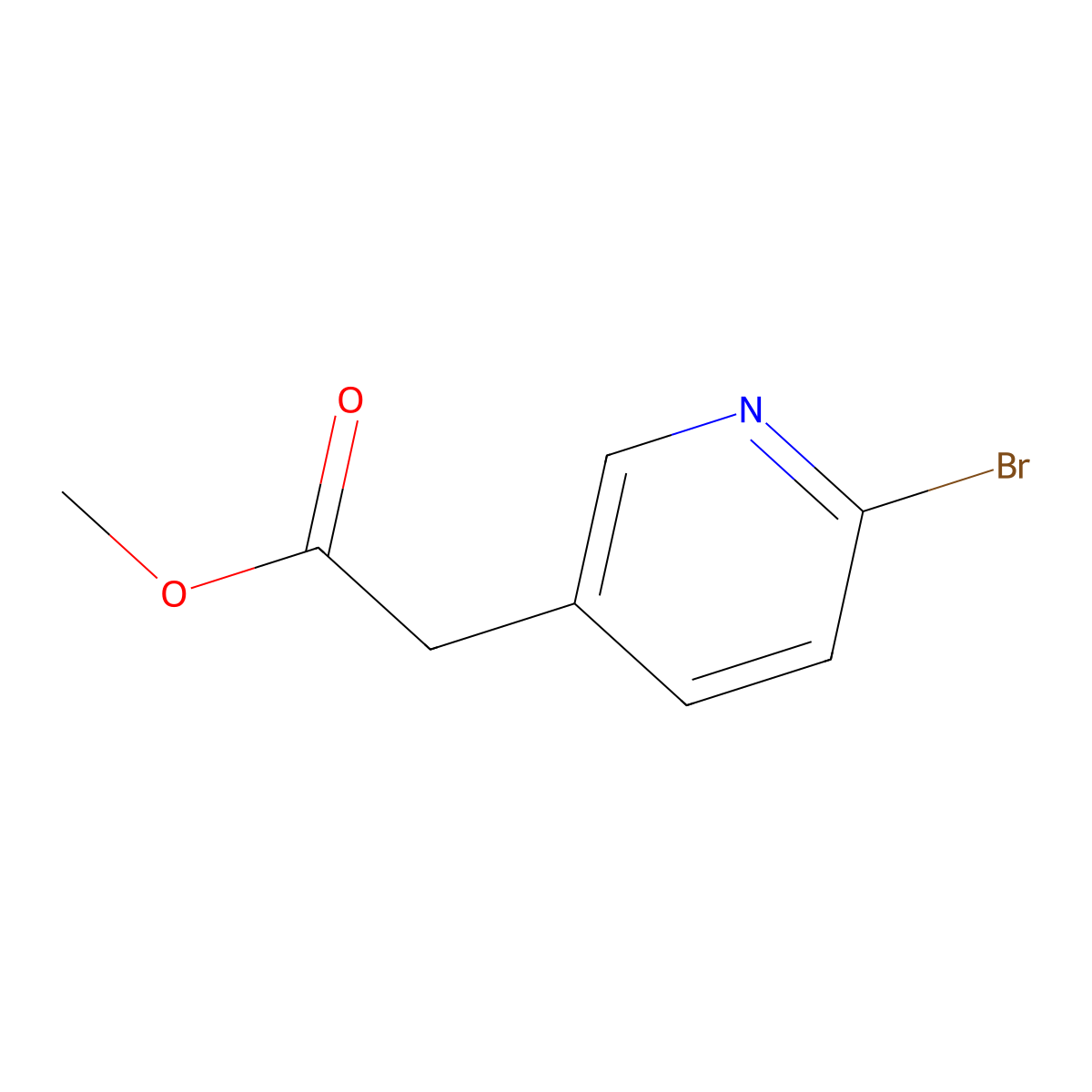 Methyl 2-(6-bromo-3-pyridyl)acetate molecular structure, CAS 1256824-78-8