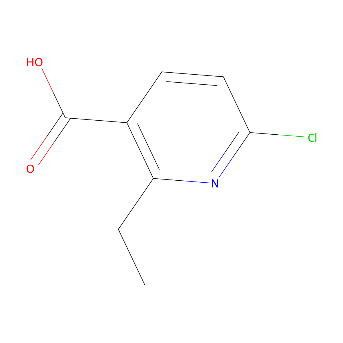 6-Chloro-2-ethyl-3-pyridinecarboxylic acid molecular structure, CAS 1256824-79-9