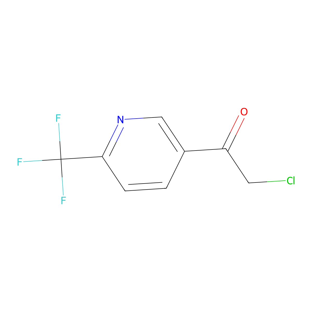2-Chloro-1-[6-(trifluoromethyl)pyridin-3-yl]ethan-1-one molecular structure, CAS 1256825-16-7