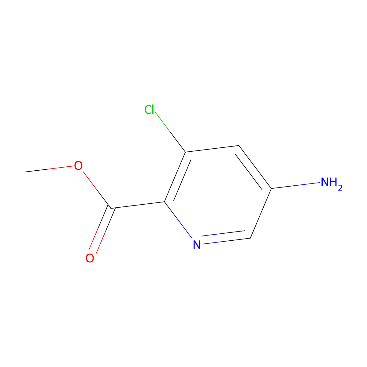 Methyl 5-amino-3-chloropyridine-2-carboxylate molecular structure, CAS 1256825-20-3