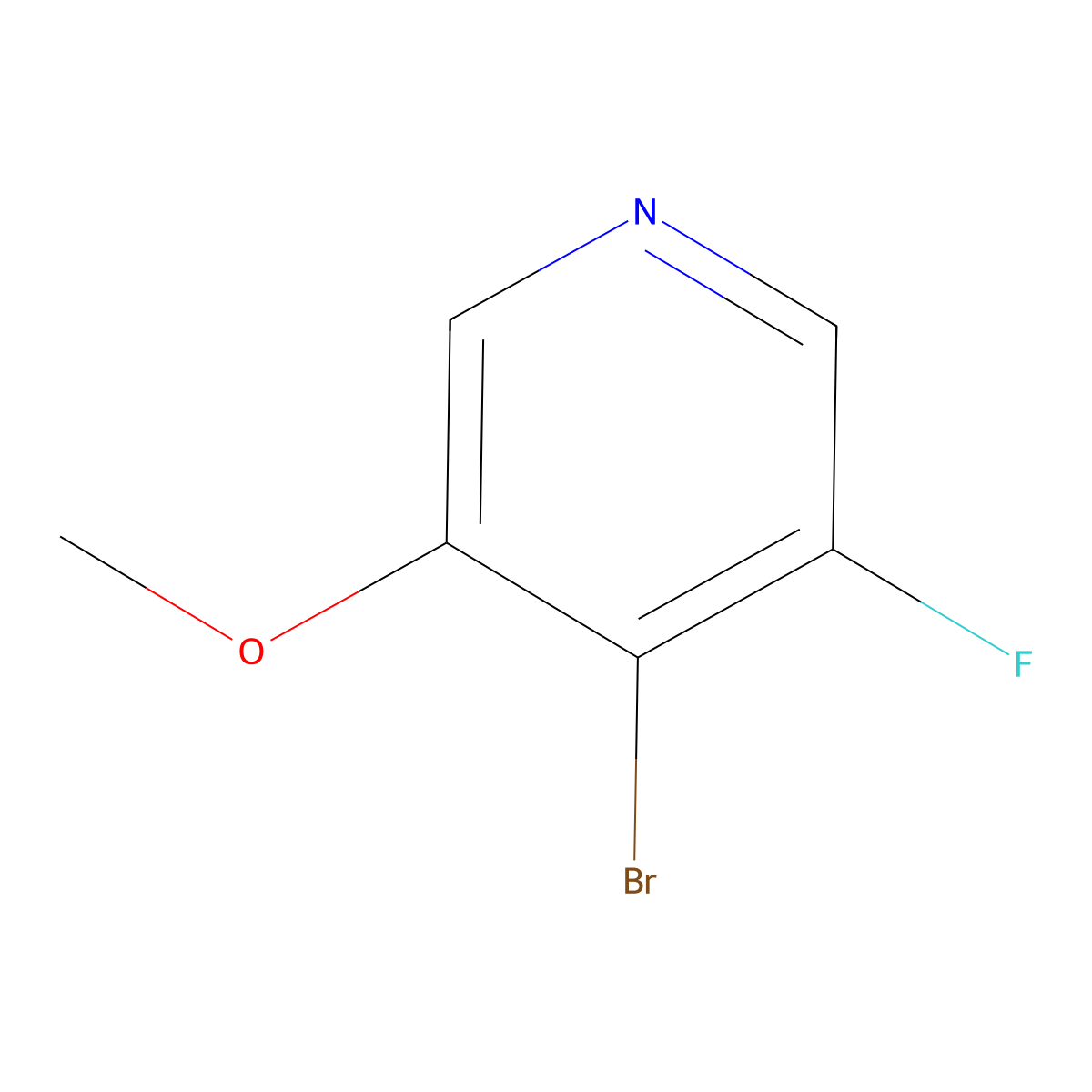 Pyridine, 4-bromo-3-fluoro-5-methoxy- molecular structure, CAS 1256825-73-6