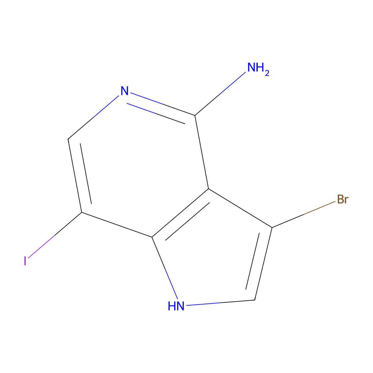3-Bromo-7-iodo-1H-pyrrolo[3,2-C]pyridin-4-amine molecular structure, CAS 1256825-96-3