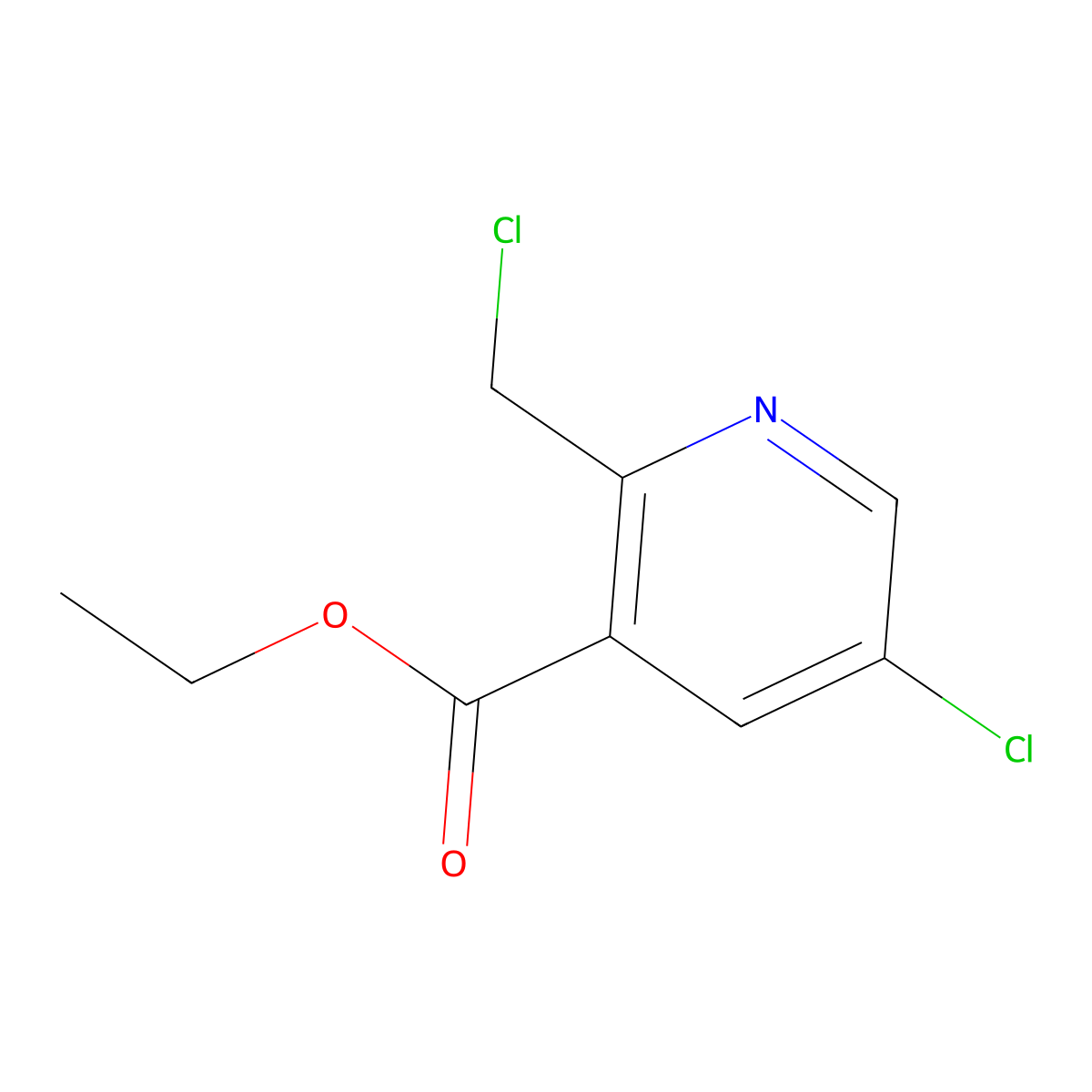 Ethyl 5-chloro-2-(chloromethyl)pyridine-3-carboxylate molecular structure, CAS 1256826-13-7