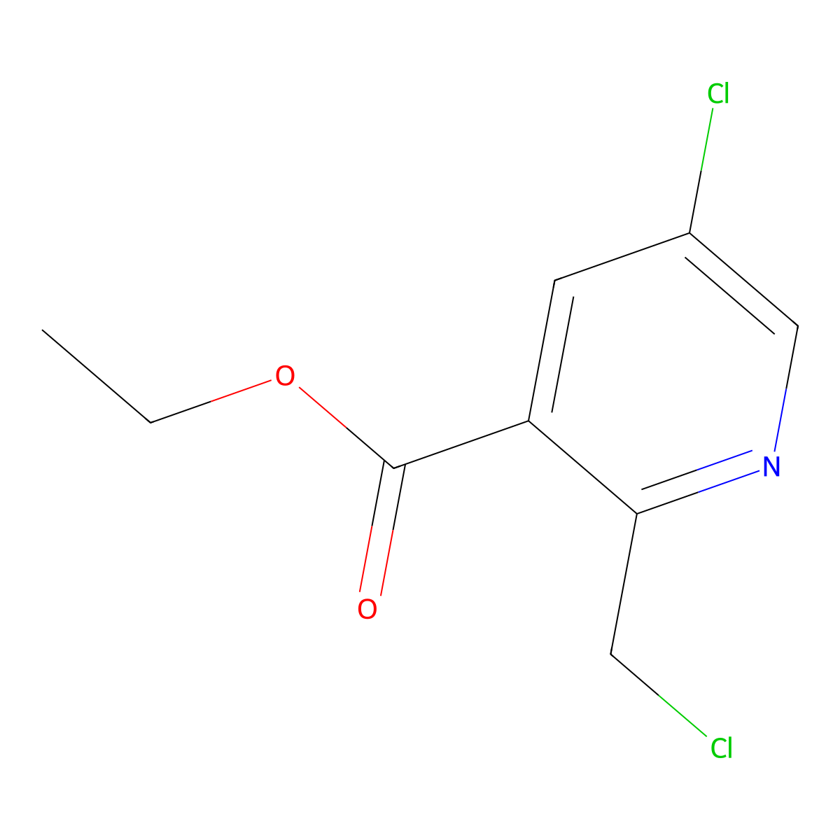 Ethyl 5-chloro-2-(chloromethyl)pyridine-3-carboxylate molecular structure, CAS 1256826-13-7