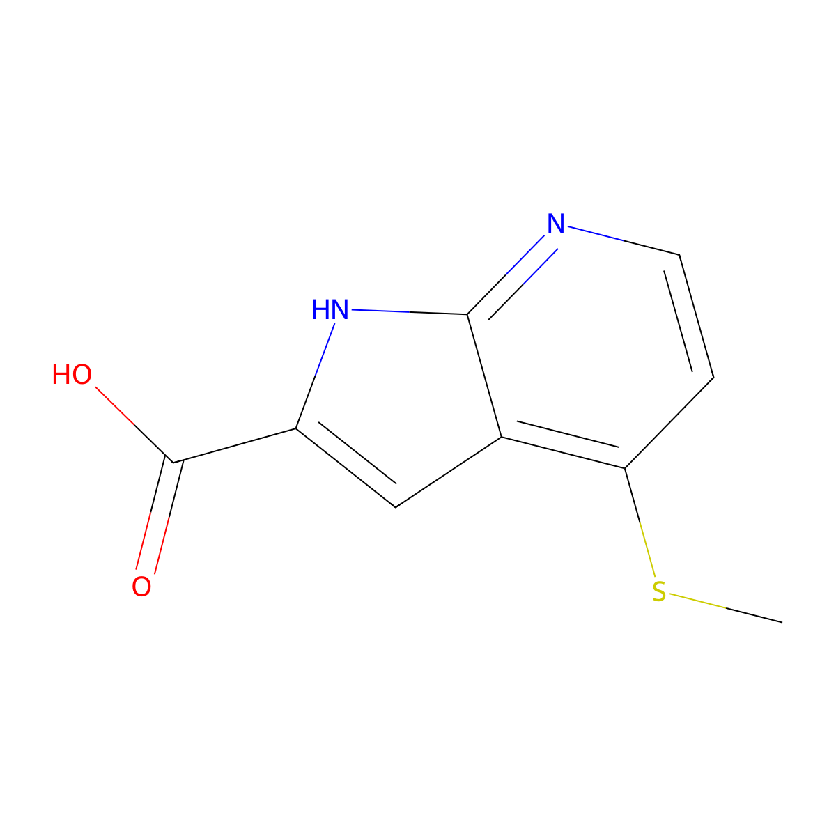 4-(methylthio)-1H-pyrrolo[2,3-b]pyridine-2-carboxylic acid molecular structure, CAS 1256833-38-1