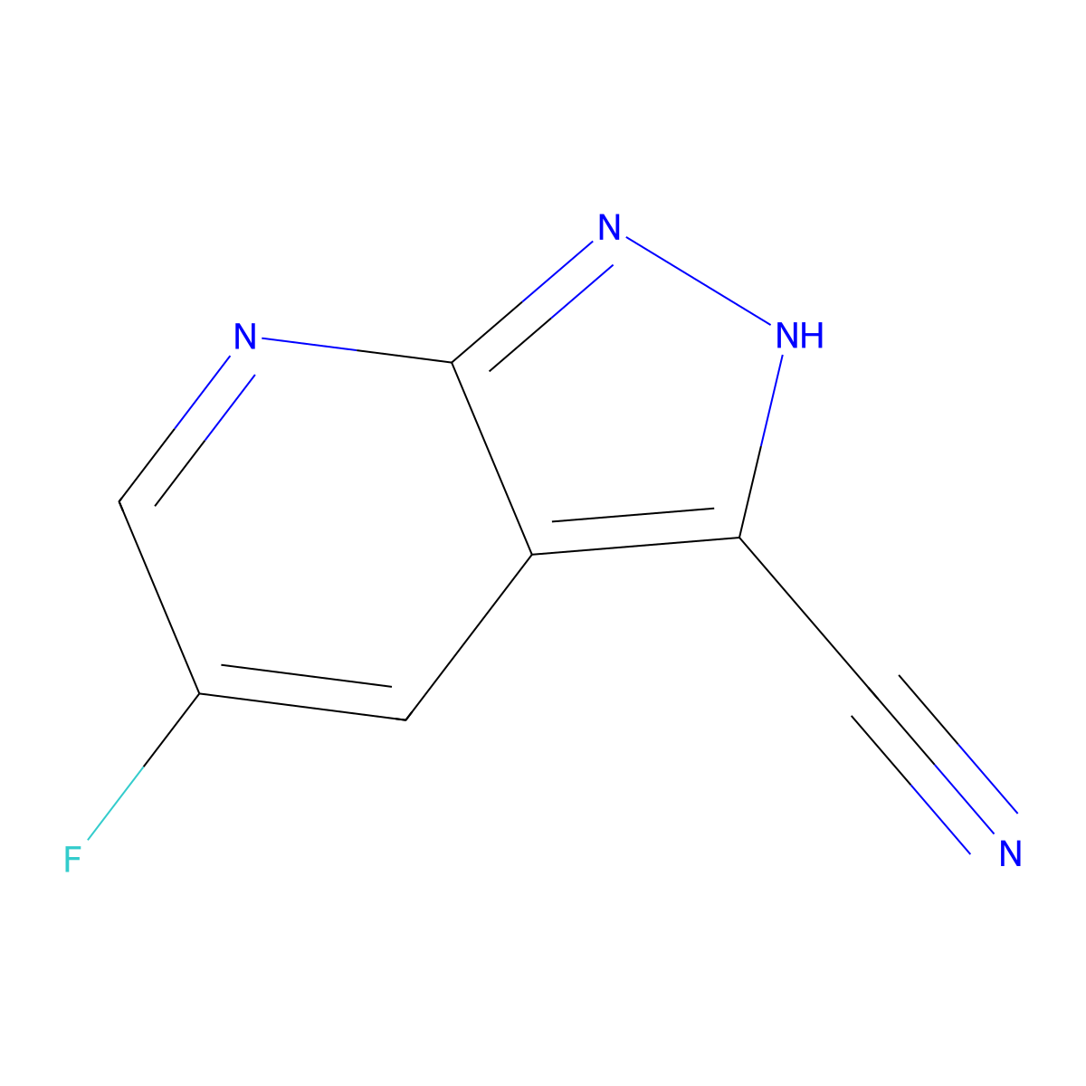 5-Fluoro-1H-pyrazolo[3,4-b]pyridine-3-carbonitrile molecular structure, CAS 1256833-42-7