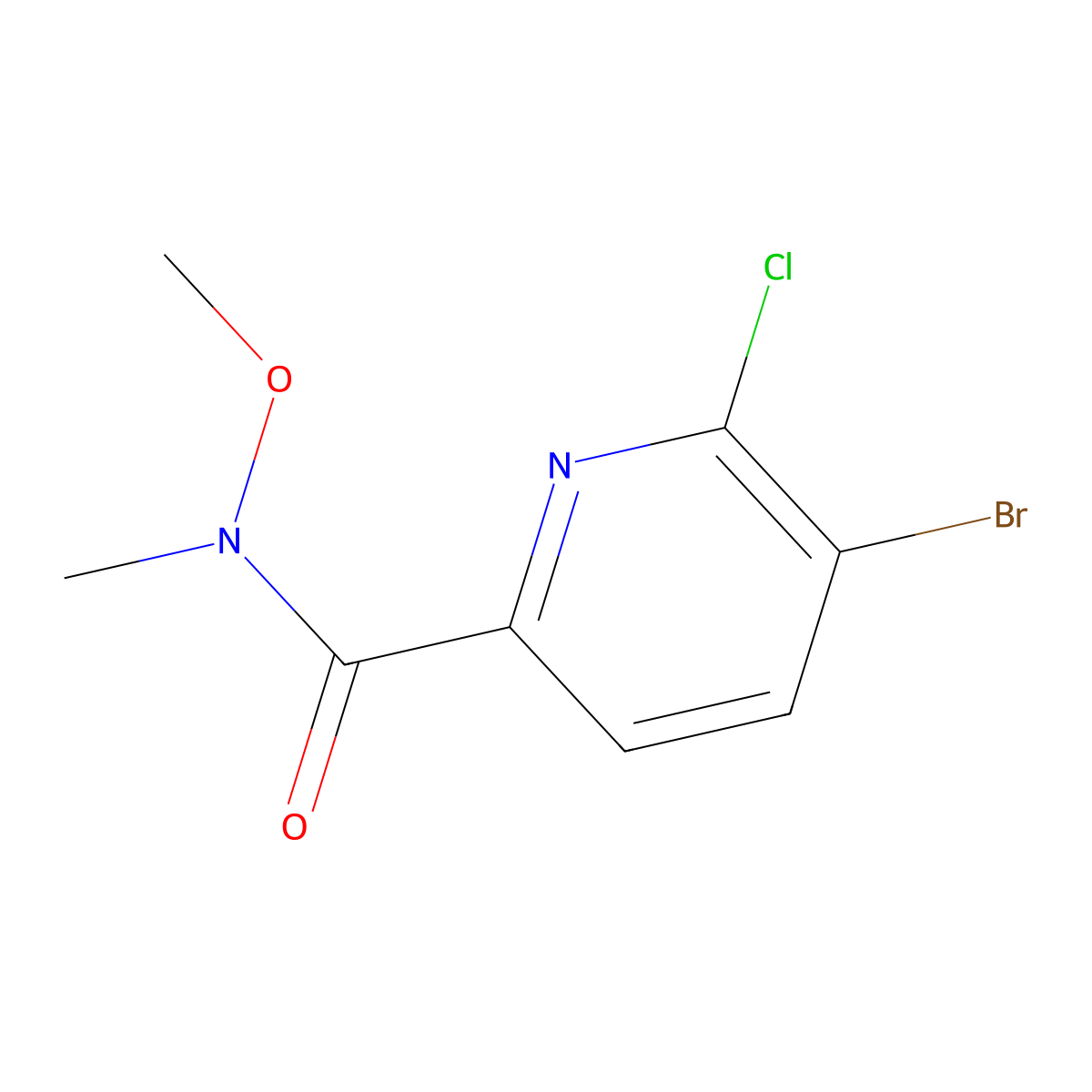5-bromo-6-chloro-N-methoxy-N-methylpicolinamide molecular structure, CAS 1256833-66-5