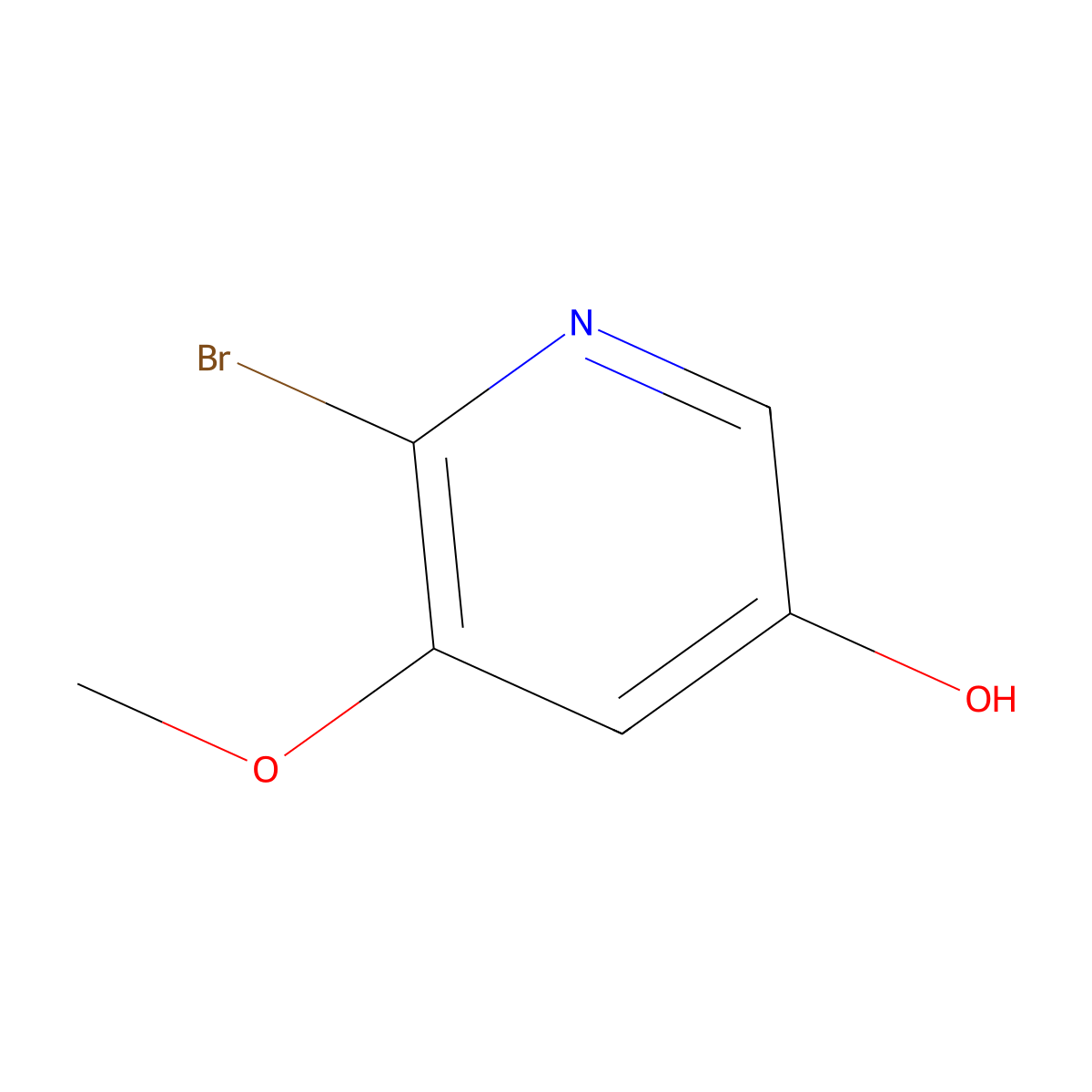 6-Bromo-5-methoxypyridin-3-ol molecular structure, CAS 1256833-84-7