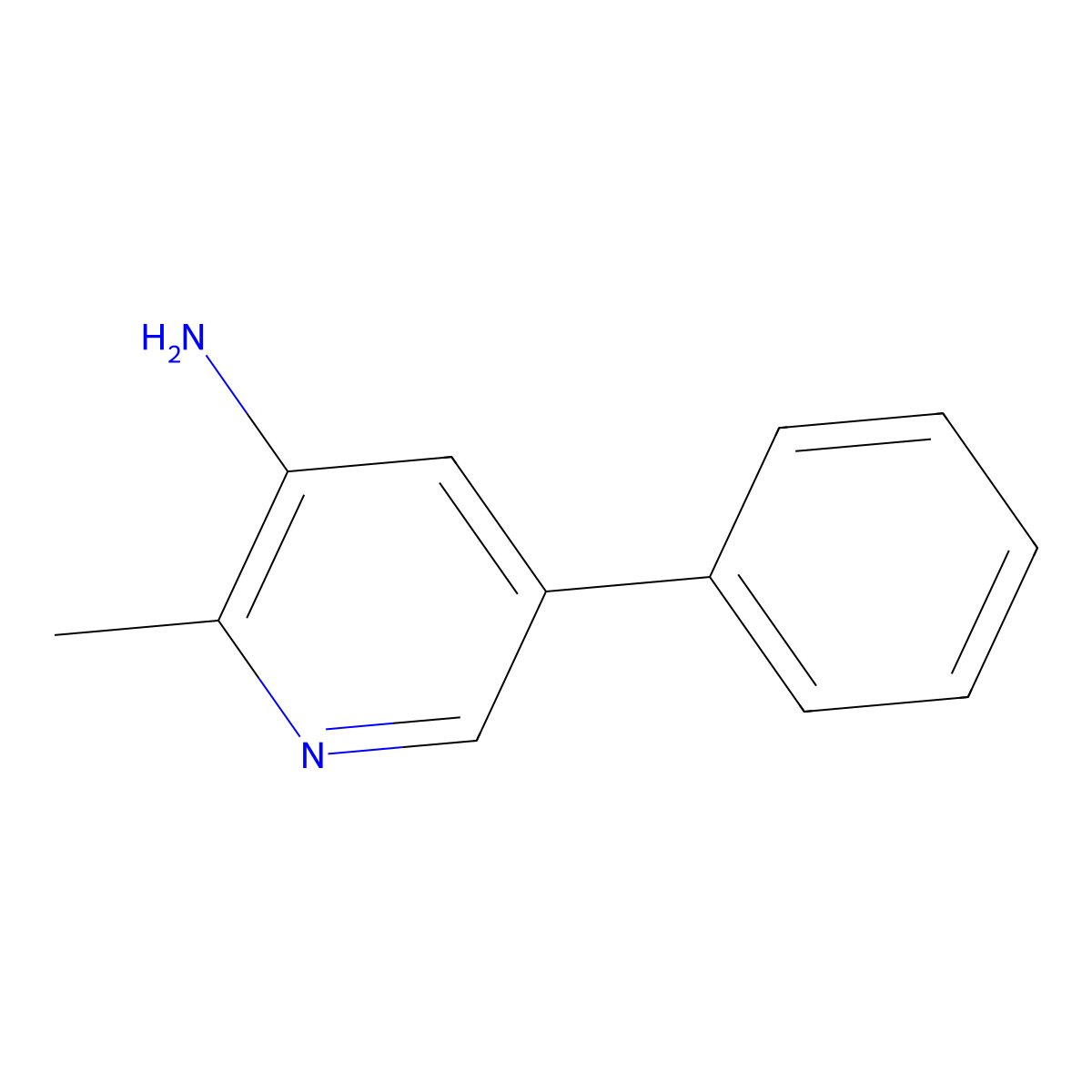 2-Methyl-5-phenylpyridin-3-amine molecular structure, CAS 1256834-25-9