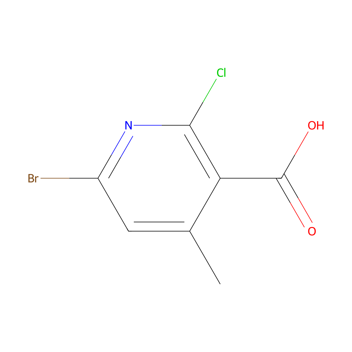 6-Bromo-2-chloro-4-methylnicotinic acid molecular structure, CAS 1256834-33-9