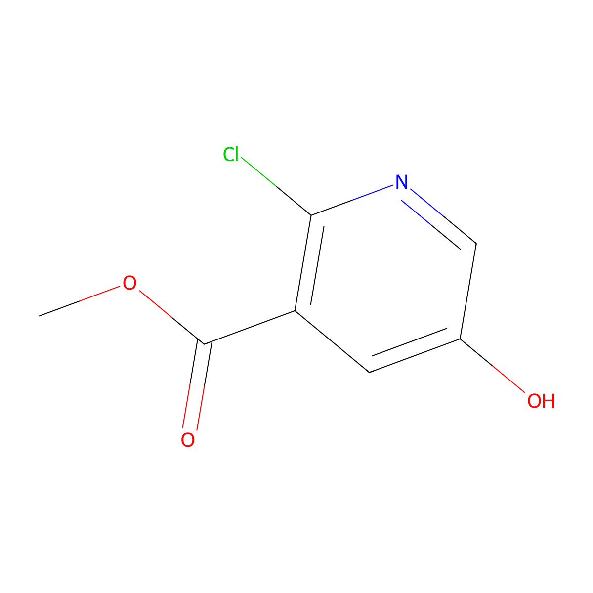 Methyl 2-chloro-5-hydroxypyridine-3-carboxylate molecular structure, CAS 1256834-59-9