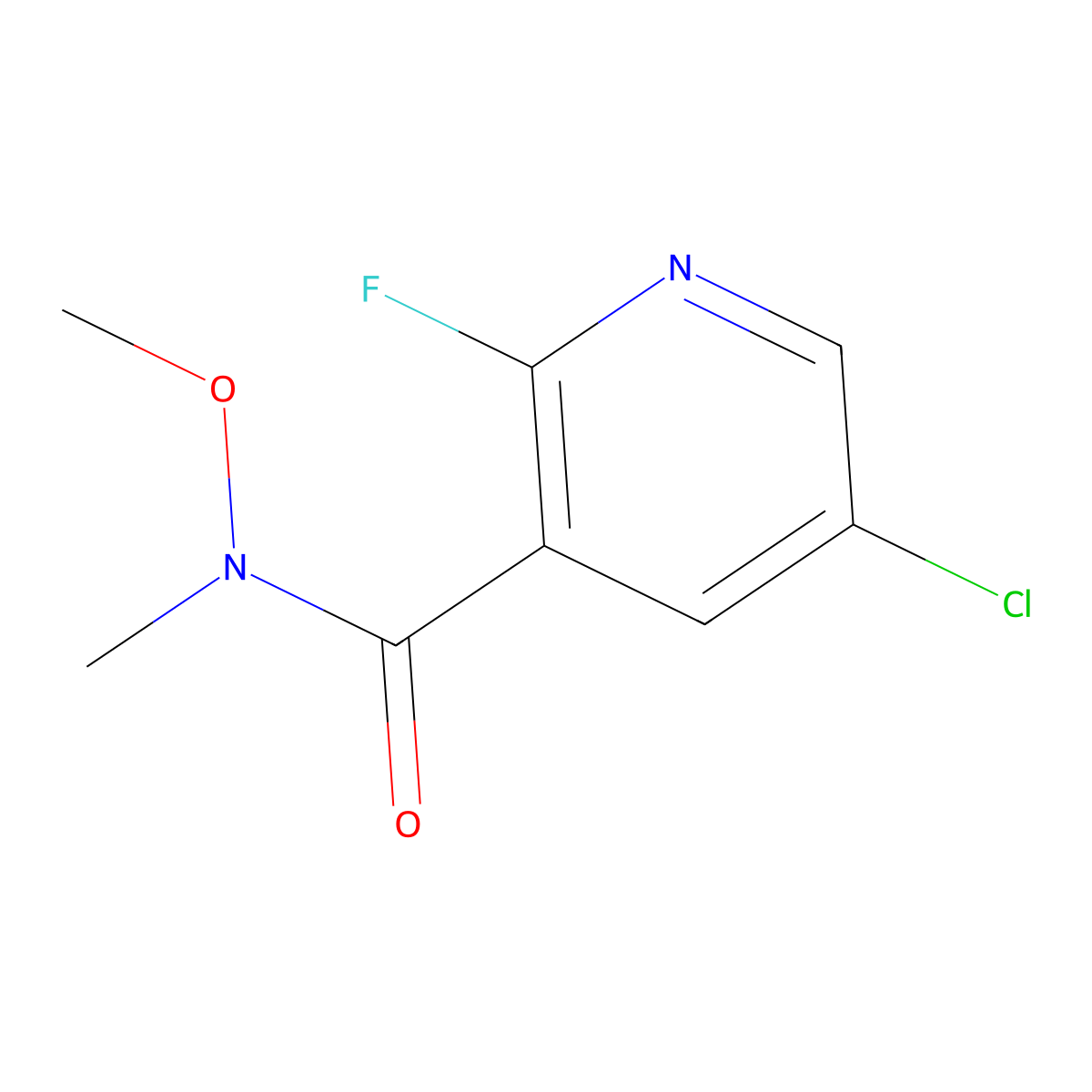 5-Chloro-2-fluoro-N-methoxy-N-methyl-3-pyridinecarboxamide molecular structure, CAS 1256834-71-5