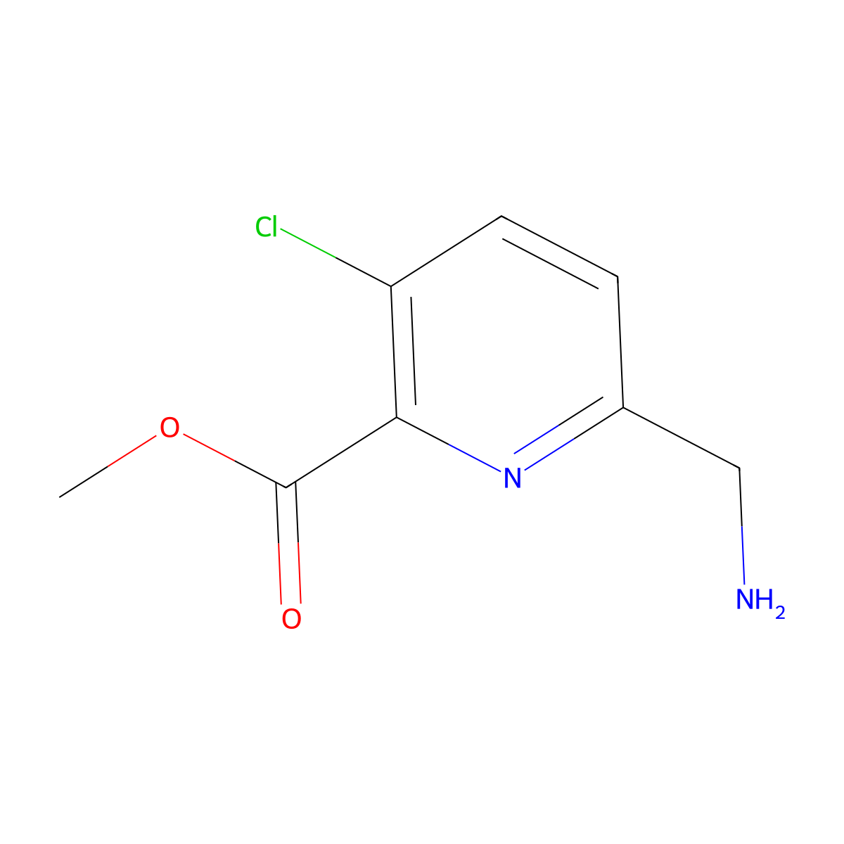 Methyl 6-(aminomethyl)-3-chloropyridine-2-carboxylate molecular structure, CAS 1256835-07-0