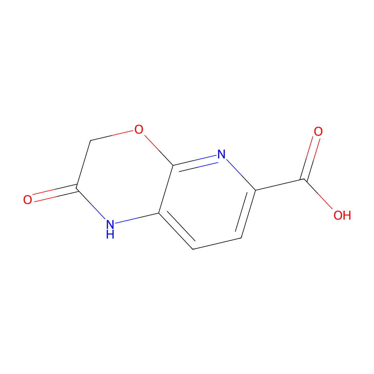 2-oxo-1H,2H,3H-pyrido(2,3-b)(1,4)oxazine-6-carboxylic acid molecular structure, CAS 1256835-18-3