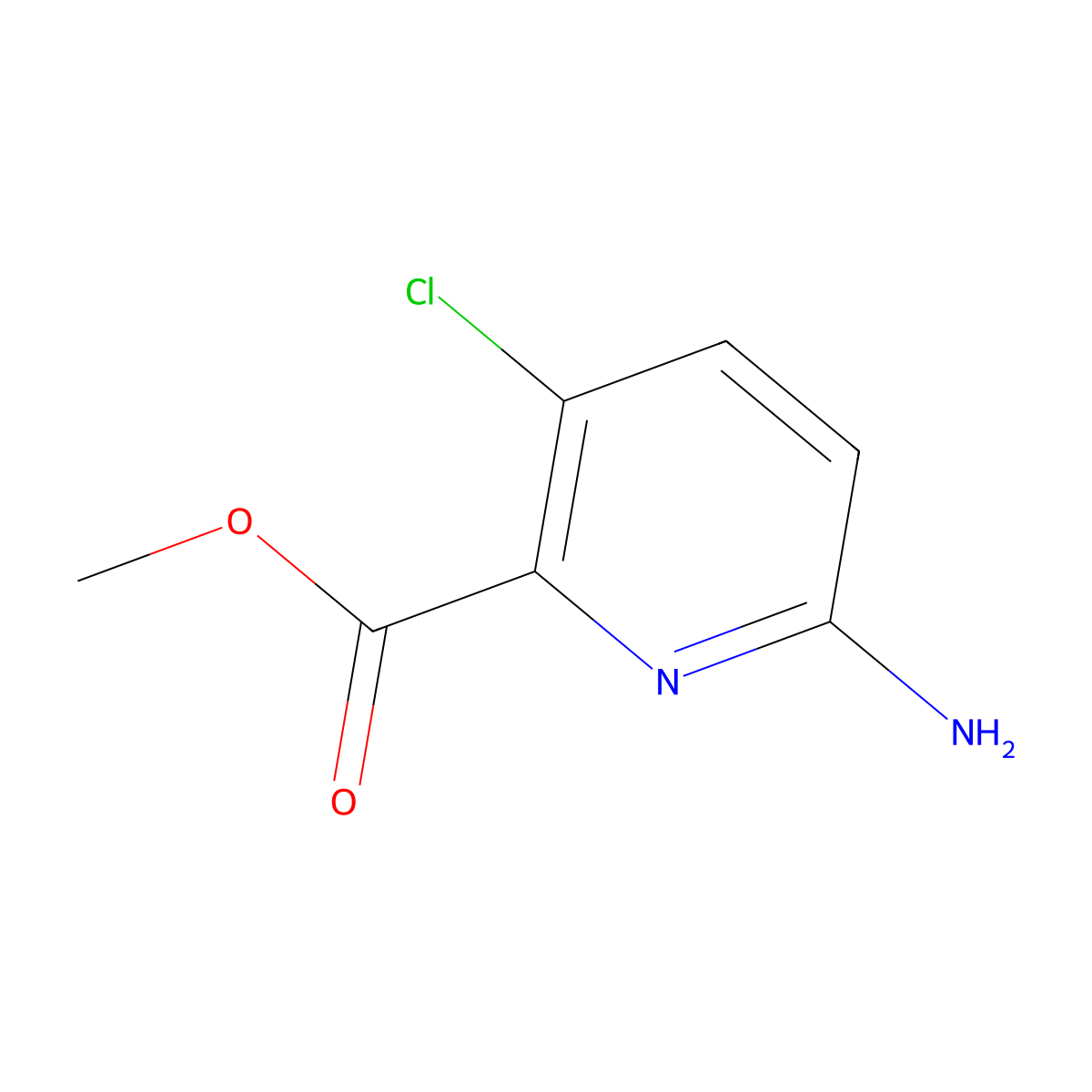 Methyl 6-amino-3-chloropicolinate molecular structure, CAS 1256835-20-7