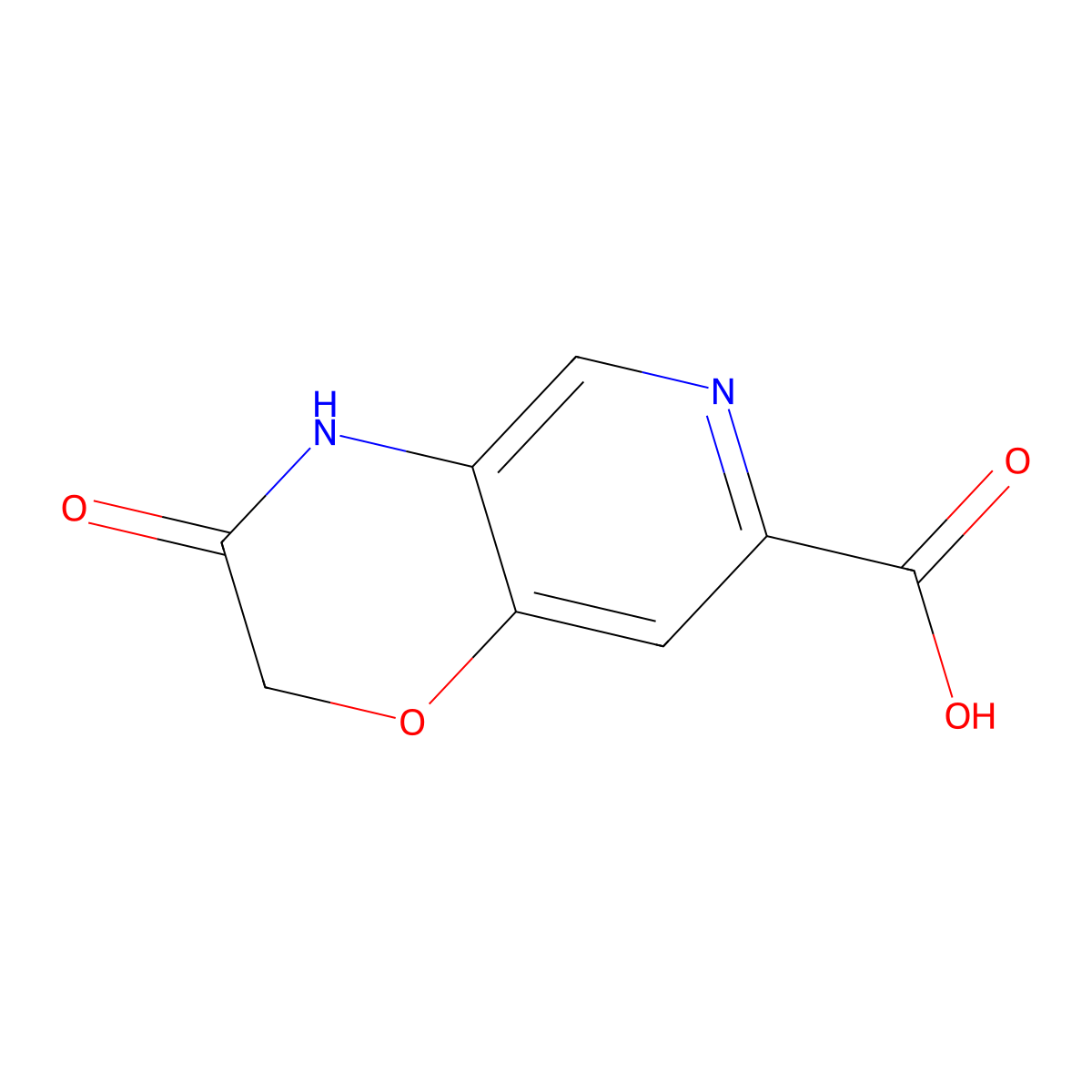 3-oxo-2H,3H,4H-pyrido[4,3-b][1,4]oxazine-7-carboxylic acid molecular structure, CAS 1256835-27-4