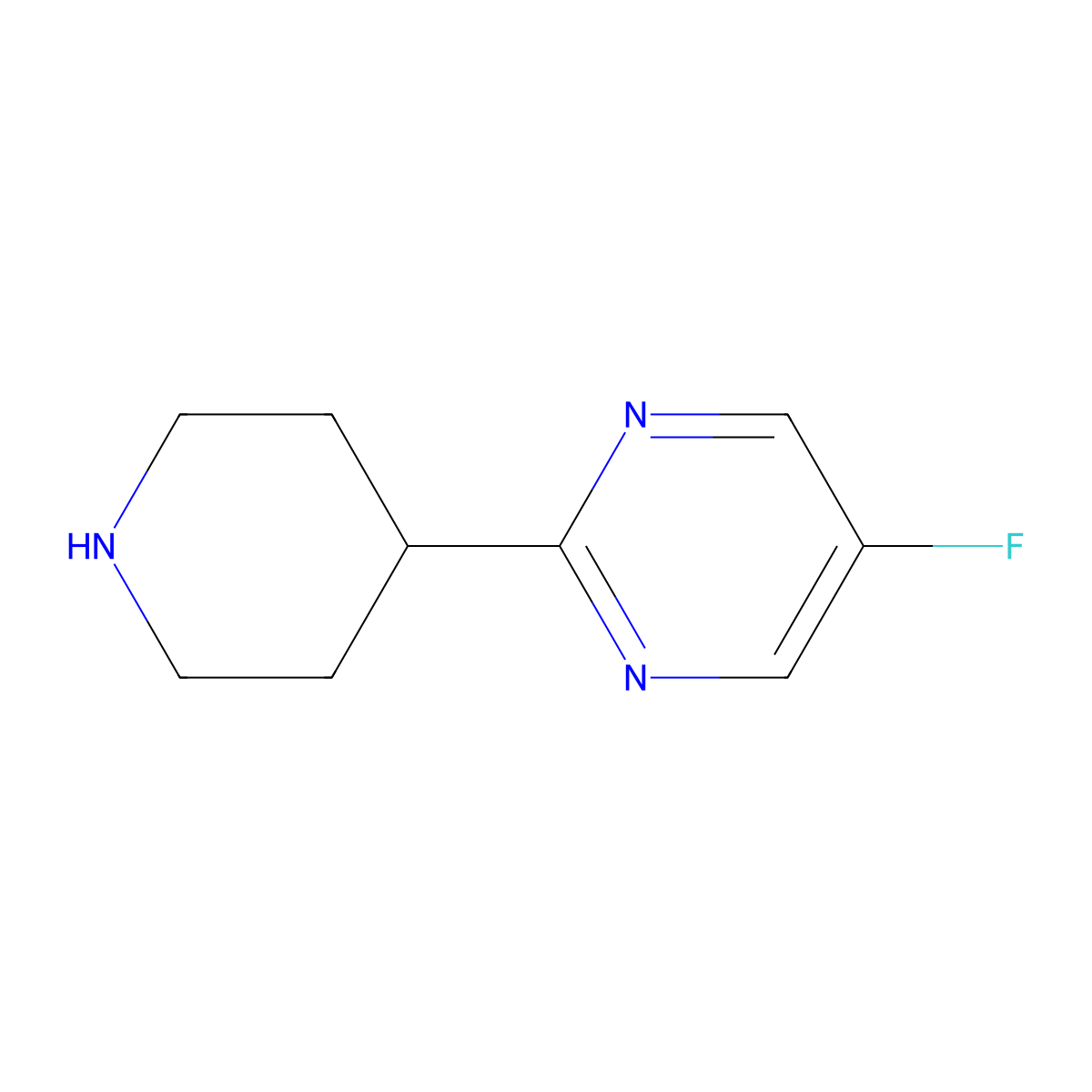 5-Fluoro-2-(piperidin-4-yl)pyrimidine molecular structure, CAS 1256835-53-6