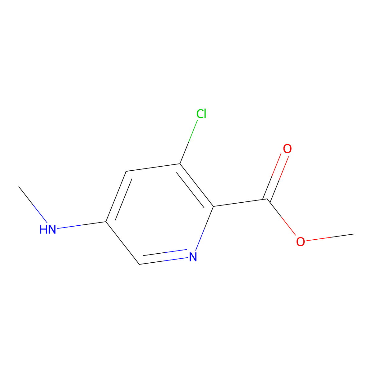 Methyl 3-chloro-5-(methylamino)picolinate molecular structure, CAS 1256835-56-9