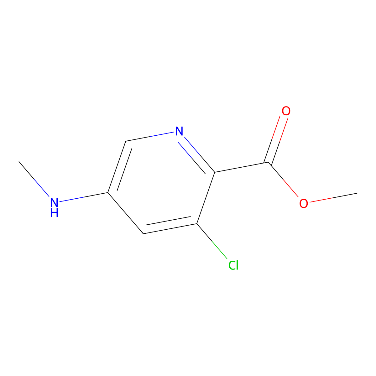 Methyl 3-chloro-5-(methylamino)picolinate molecular structure, CAS 1256835-56-9
