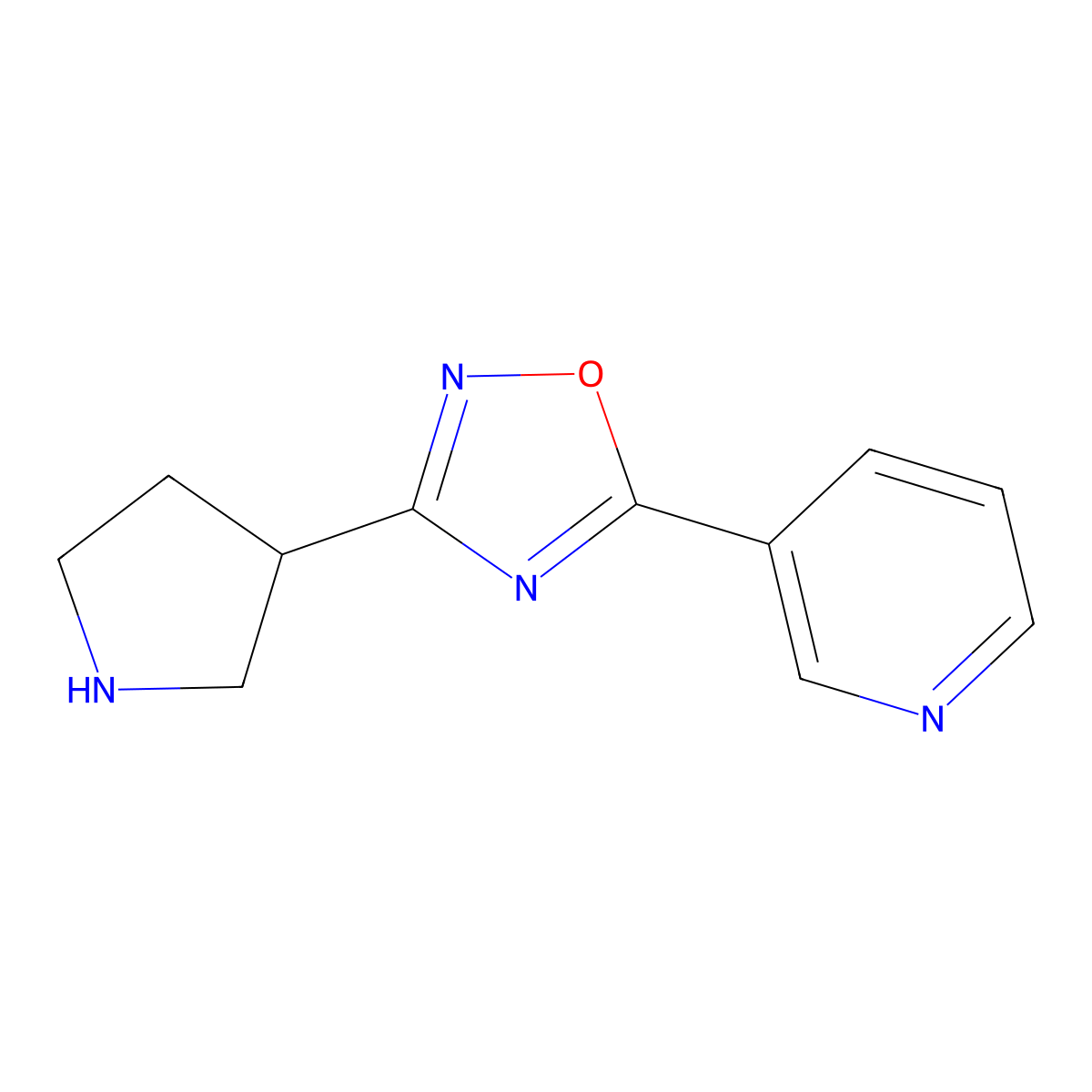 5-(Pyridin-3-yl)-3-(pyrrolidin-3-yl)-1,2,4-oxadiazole molecular structure, CAS 1256835-69-4