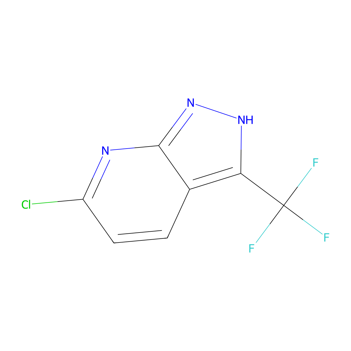 6-chloro-3-(trifluoromethyl)-1H-pyrazolo[3,4-b]pyridine molecular structure, CAS 1256835-72-9