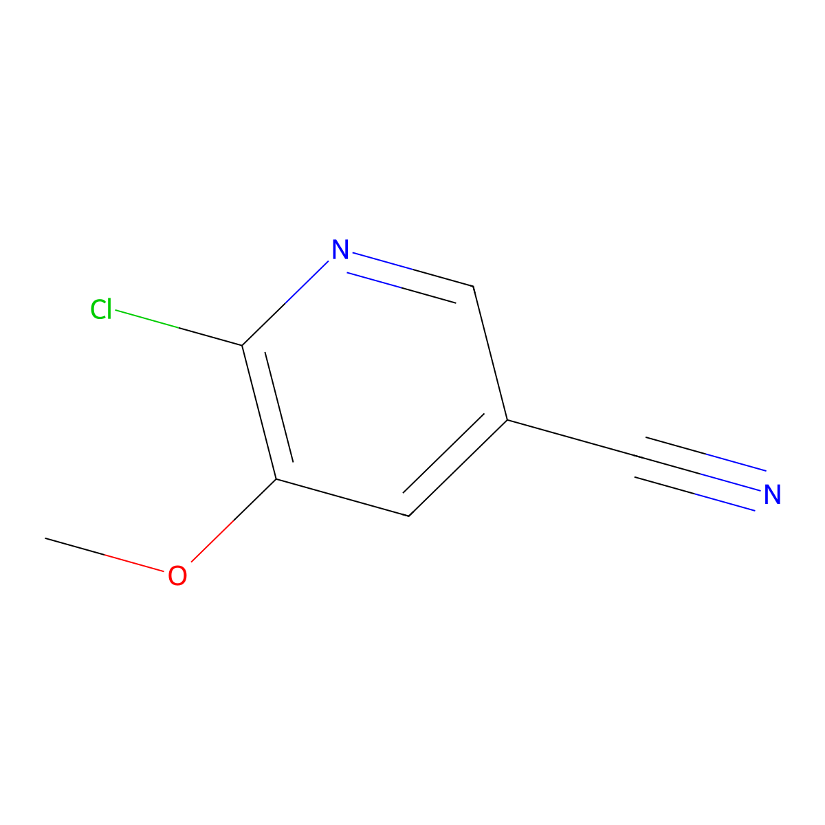 6-Chloro-5-methoxynicotinonitrile molecular structure, CAS 1256835-79-6