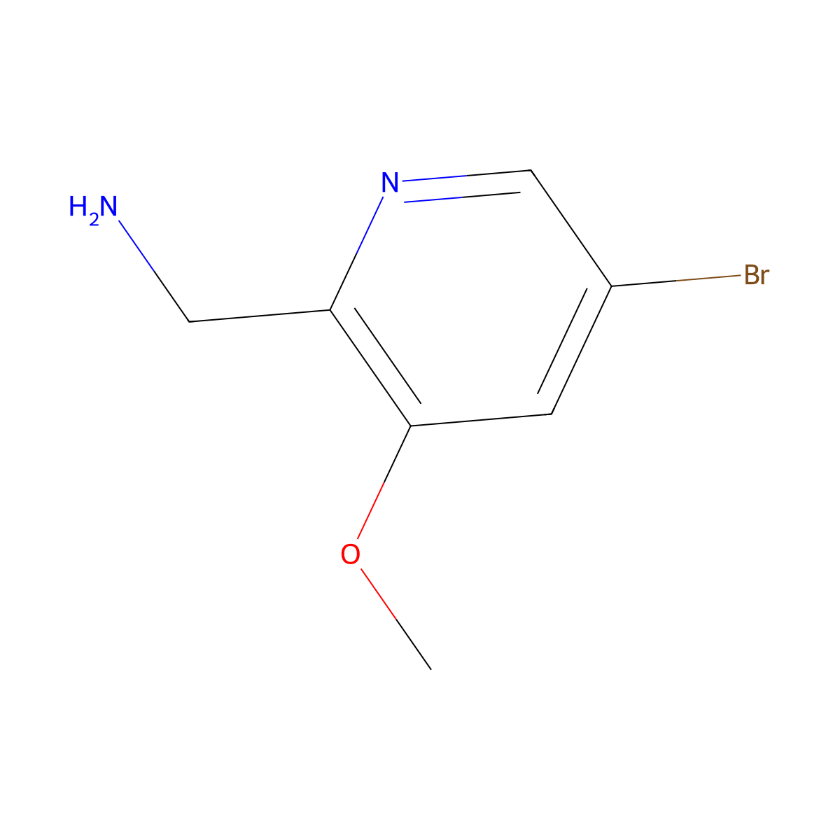 (5-Bromo-3-methoxypyridin-2-yl)methanamine molecular structure, CAS 1256835-82-1